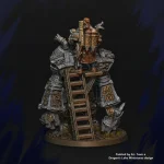 Ingeniero enano reparando golem